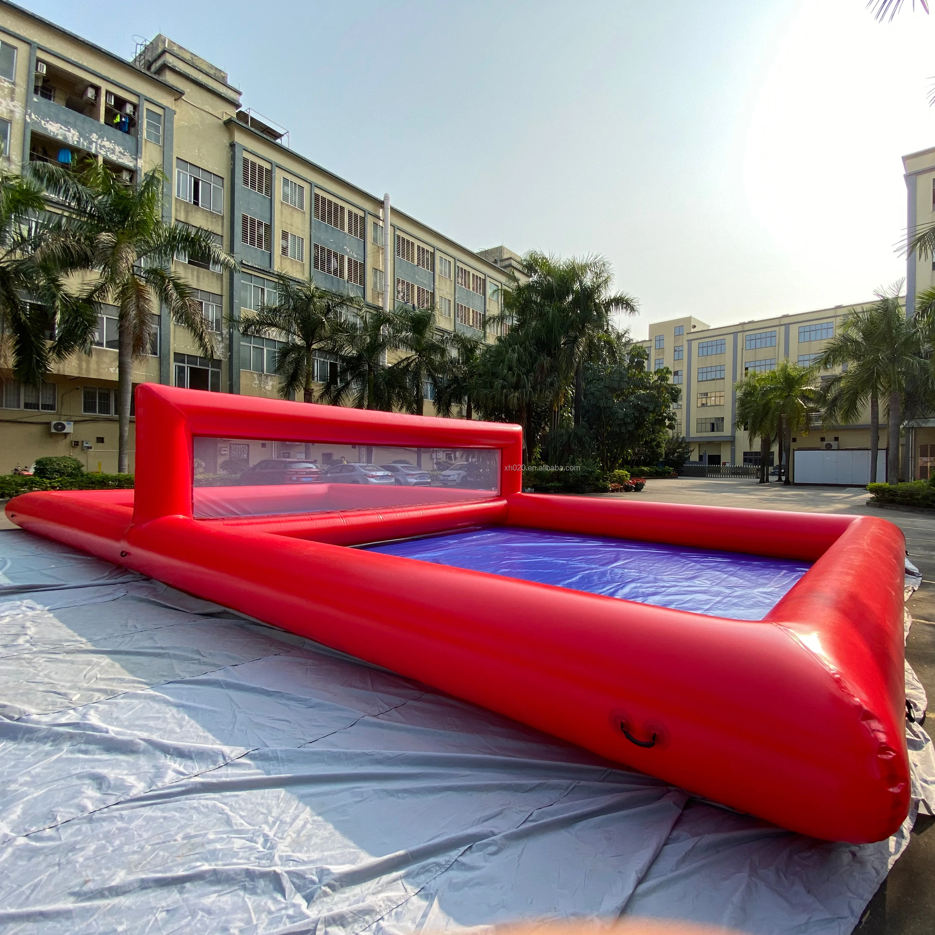 2026Popular campo de voleibol de agua inflable cancha de tenis inflable portátil eventos deportivos de voleibol para equipos al aire libre