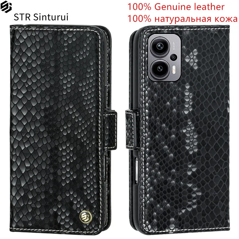 

STR Genuine relief pattern leather card Slot Wallet Cover For Xiaomi Redmi Note 12T 12 Turbo Pro+ Pro 4G Speed 12S phone Case