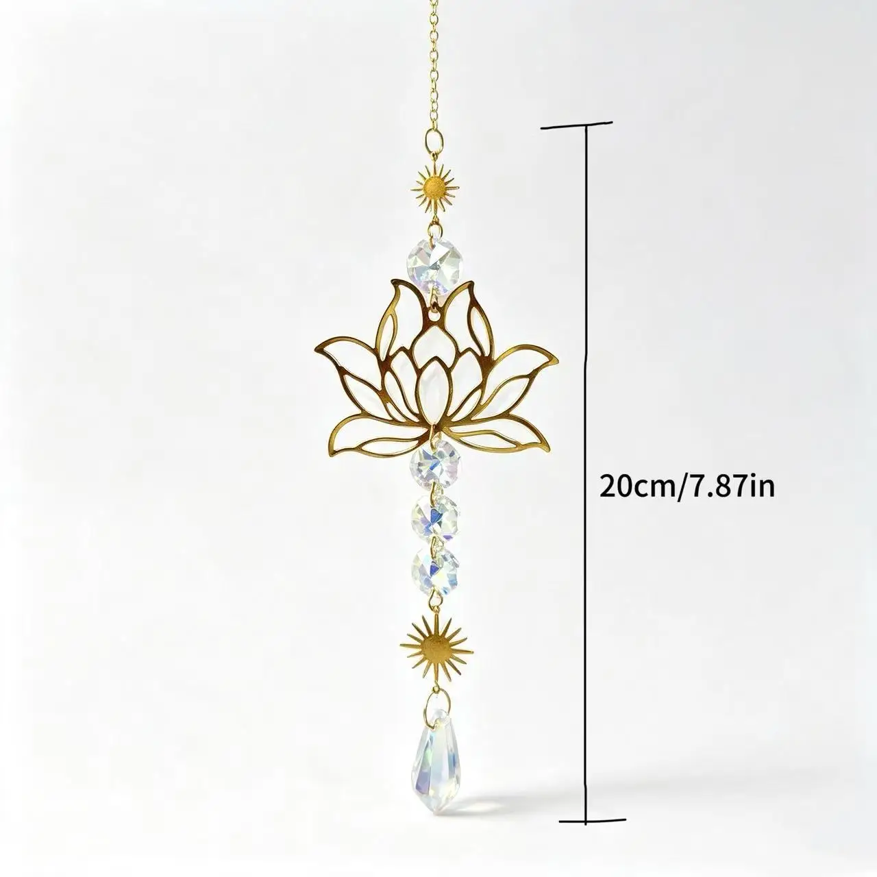 Lotus Crystal Suncatcher Rainbow Prism Hanging Ornament Window Home Garden Decor