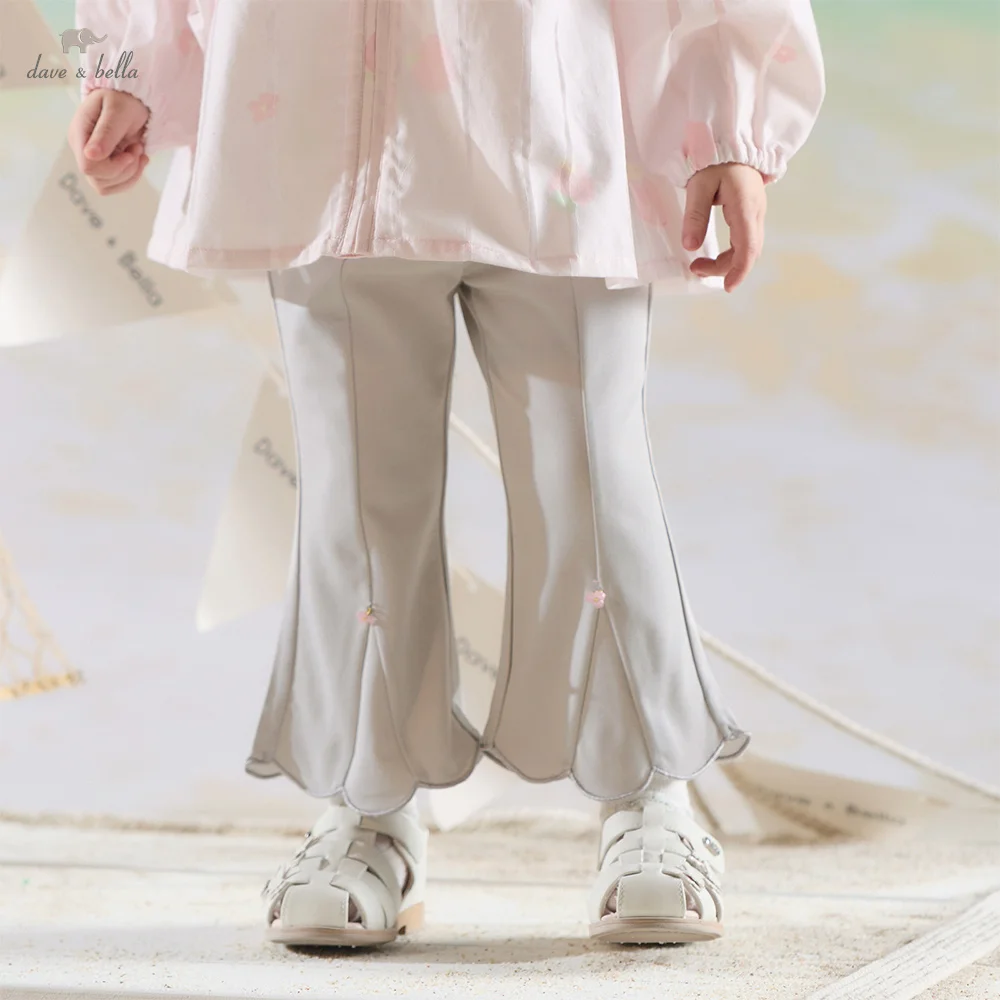 

Вязаные брюки Dave Bella для девочек, детская летняя одежда, детские уличные брюки, стильные повседневные брюки с эластичной талией, удобные, модные DB2261439