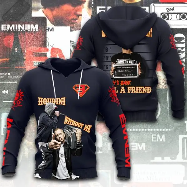 Vintage Rapper Eminem Graphic Hoodies 3D Print Man Women Tracksuit Pullovers Loose Casual Street Harajuku Men Hoodie Y2k Clothes