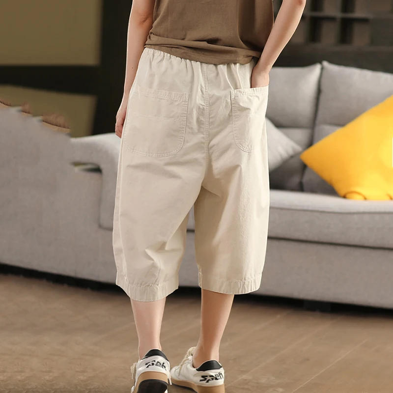 Masss Wasss 2025 Summer Korean Womens Fashion Classic Trousers Females Vintage Leisure Loose Elastic Waist Soild Wide Leg Pants