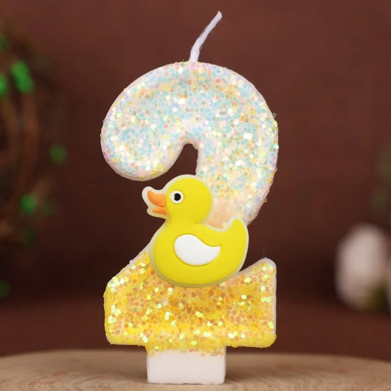 Cute Luminous Animals Digital Candle Number 0-9 Kids Birthday Cake Decoration Supplies Cartoon Anime Party Accessories Supplies