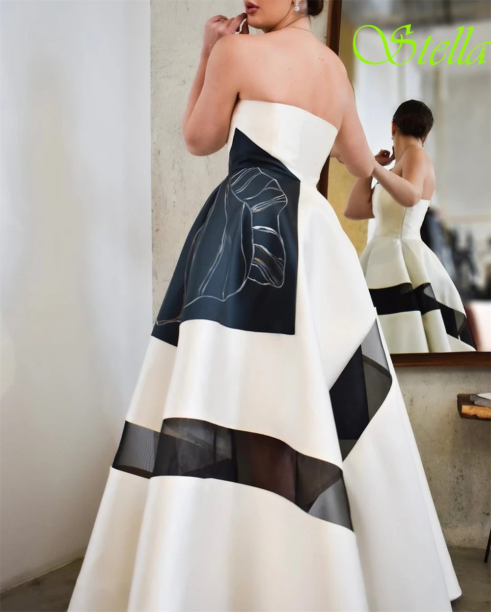 Robe de soirée en Satin, personnalisée, Simple, sans bretelles, sans manches, de haute qualité, robes de bal délicates, couleur contrastée