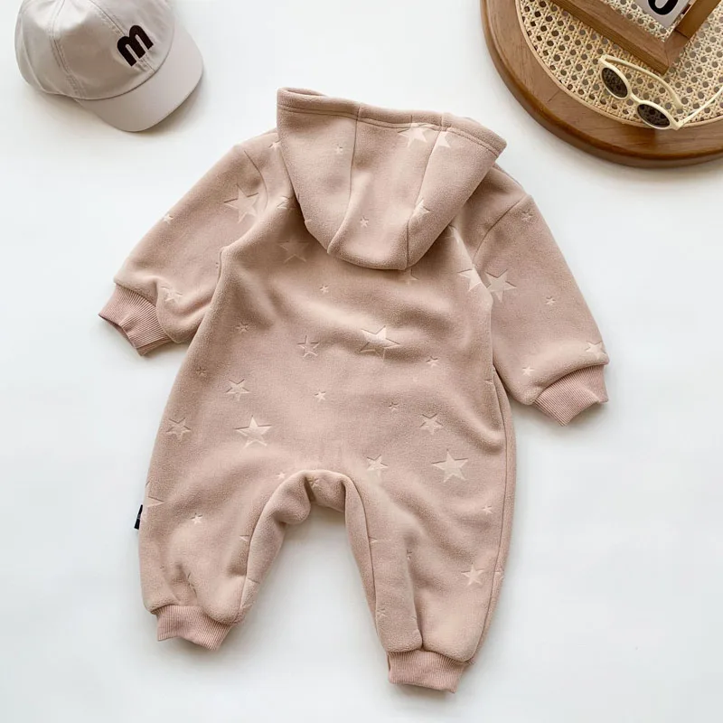 IYEAL Winter New Baby Jumpsuit Fleece Jumpsuit Baby Boys And Girls Five Pointed Star Pattern Fleece Outerwear