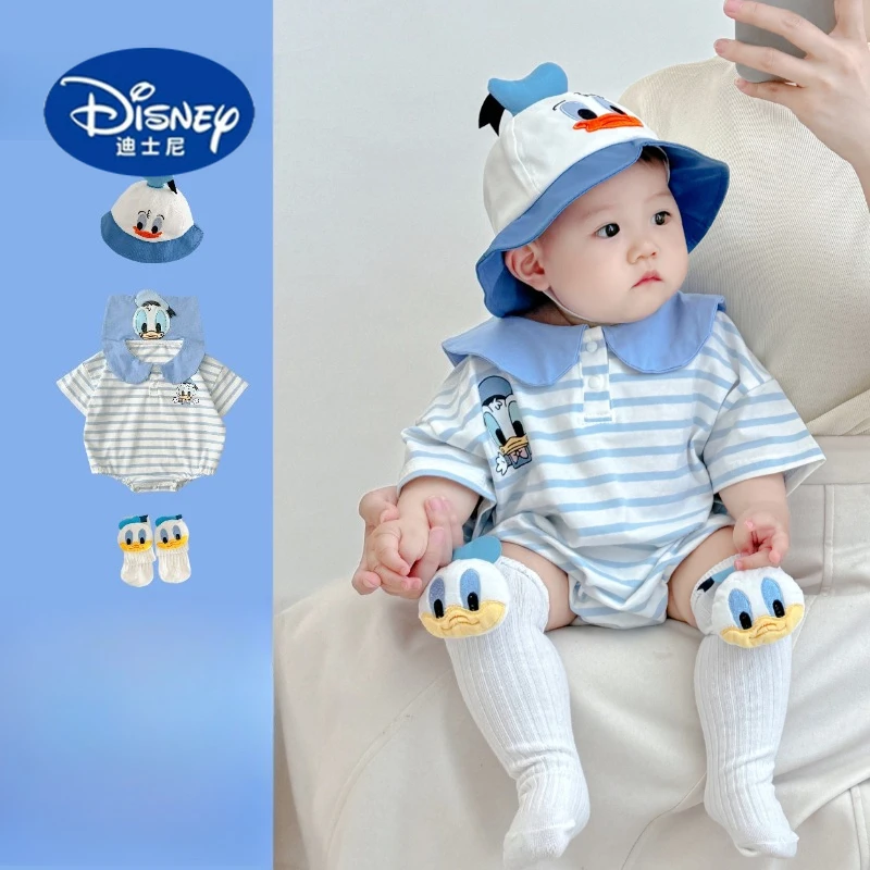 

Disney 2025 Summer New Baby Romper, Striped Sailor Collar Bodysuit for Infants & Toddlers