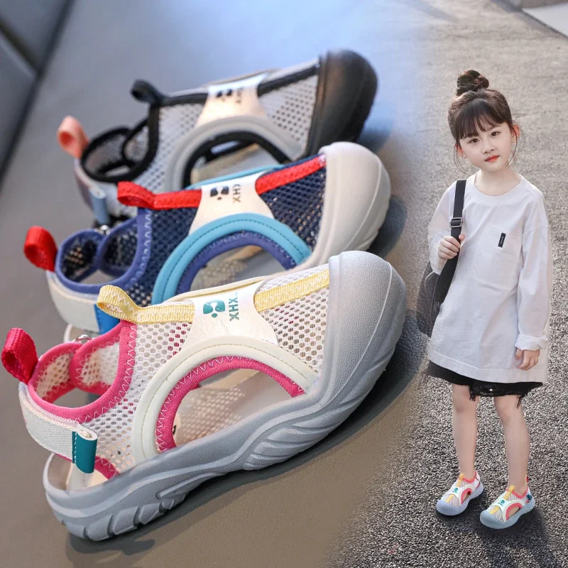 

Children's Mesh Sandals Summer Anti Kick and Anti Slip Lightweight Casual Sports Shoes Boys and Girls Breathable Beach Shoes