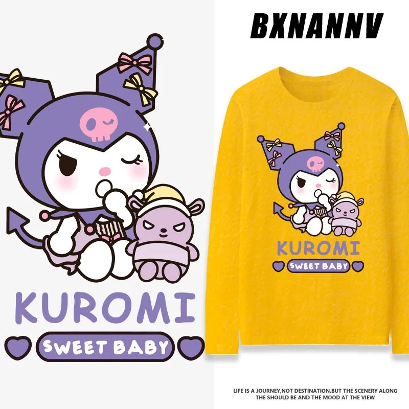 

Cartoon Sanrio Joint T-shirt Women Long Sleeve Kulomi Laurel Dog Melody Girls Cotton Clothing Base Shirt