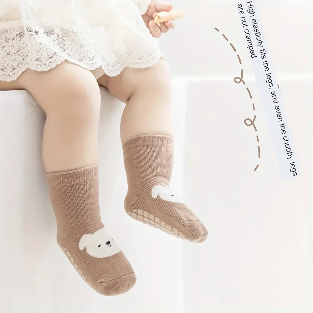 6 Paar Herbst- und Winter-Baby-Trampolin-Socken mit großflächigem Klebepunkt, rutschfeste Bodensocken für Babys und Kleinkinder, große Cartoon-Muster – Detail 7