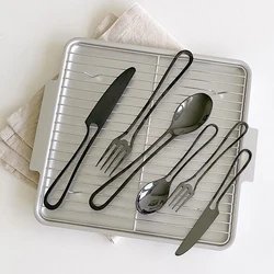 304 Stainless Steel Cutlery Set Black Flatware Western Dessert Forks Spoons Steak Knives Cake Spoon Knife Fork Spoon Set