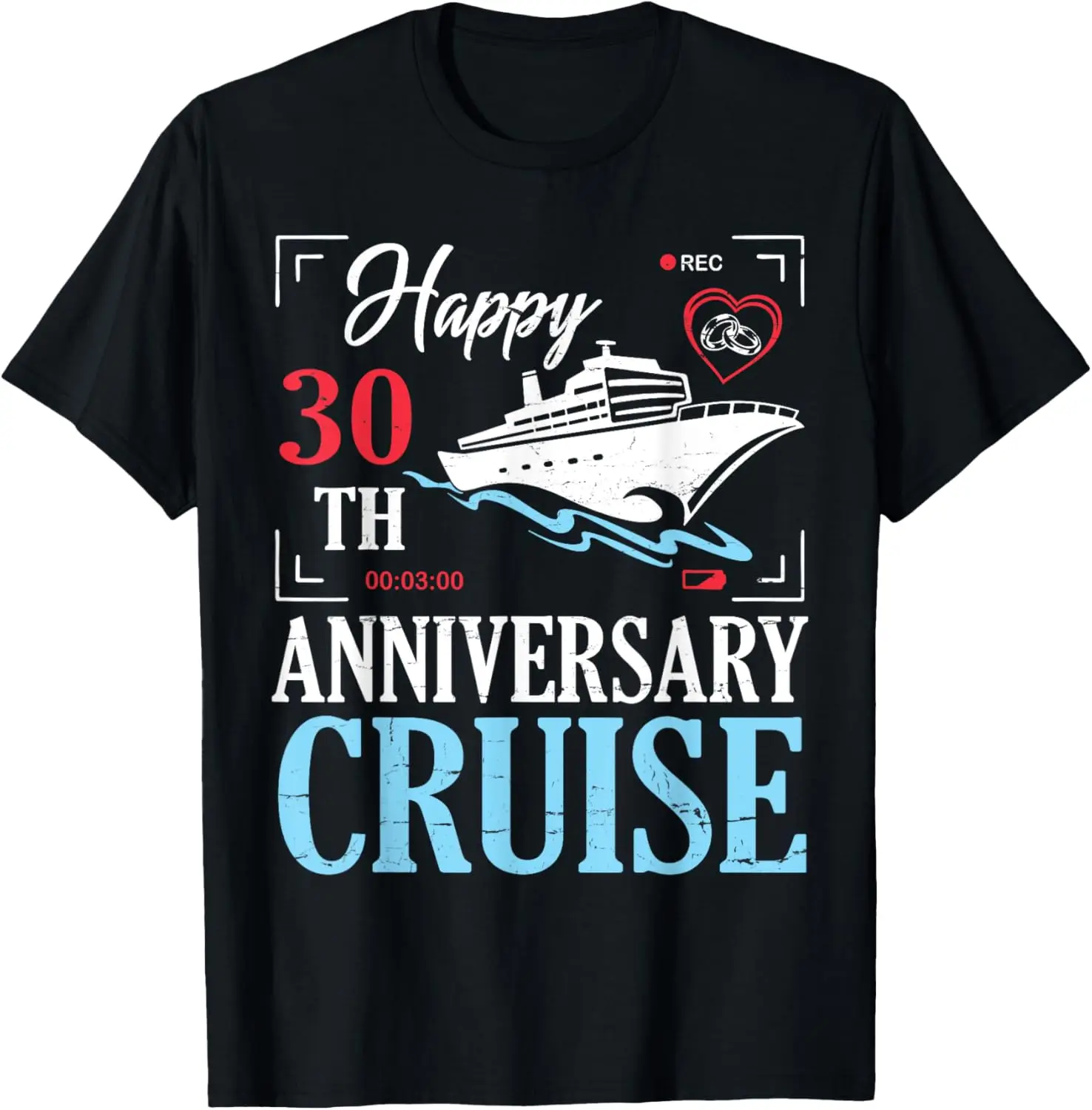 Husband Wife Happy 30th Anniversary Cruise Marriage Wedding T-Shirt