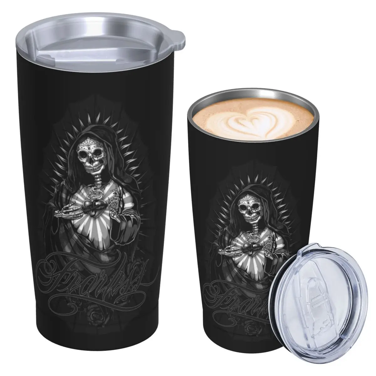 Santa Muerte Spanish Holy Death Stainless Steel Tumbler Vacuum Insulated Mugs Thermal Cold Cup Straw With Lid 20oz