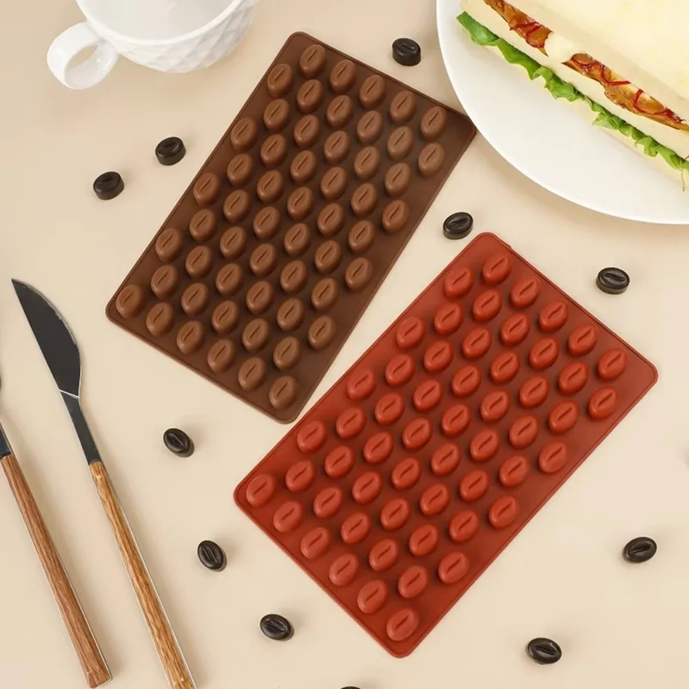 55 Cavity Coffee Bean Mold Realistic Texture Multi-Cavity Structure Chocolate Mold DIY Coffee Bean Shape Soap Making Mold