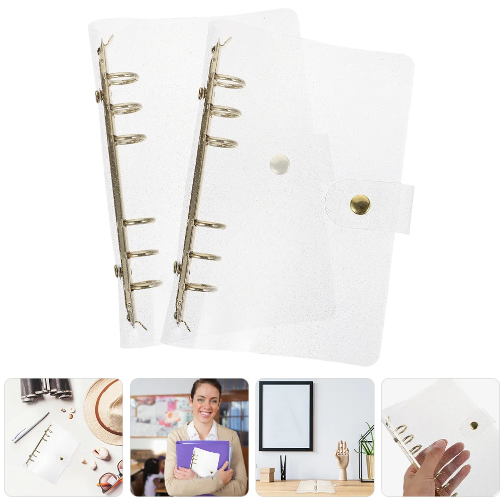 

2Pcs Transparent Notebook Binder Plastic Shell Office File Organizer Folder Document Folder for Loose Leaf Storage