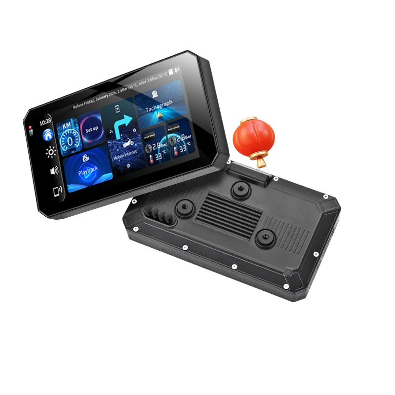 

5 Inch Waterproof Motorcycle Navigation Dashcam 2K Android Auto Carplay,2 Cameras Motorbike Dvr Tyre Pressure Monitoring