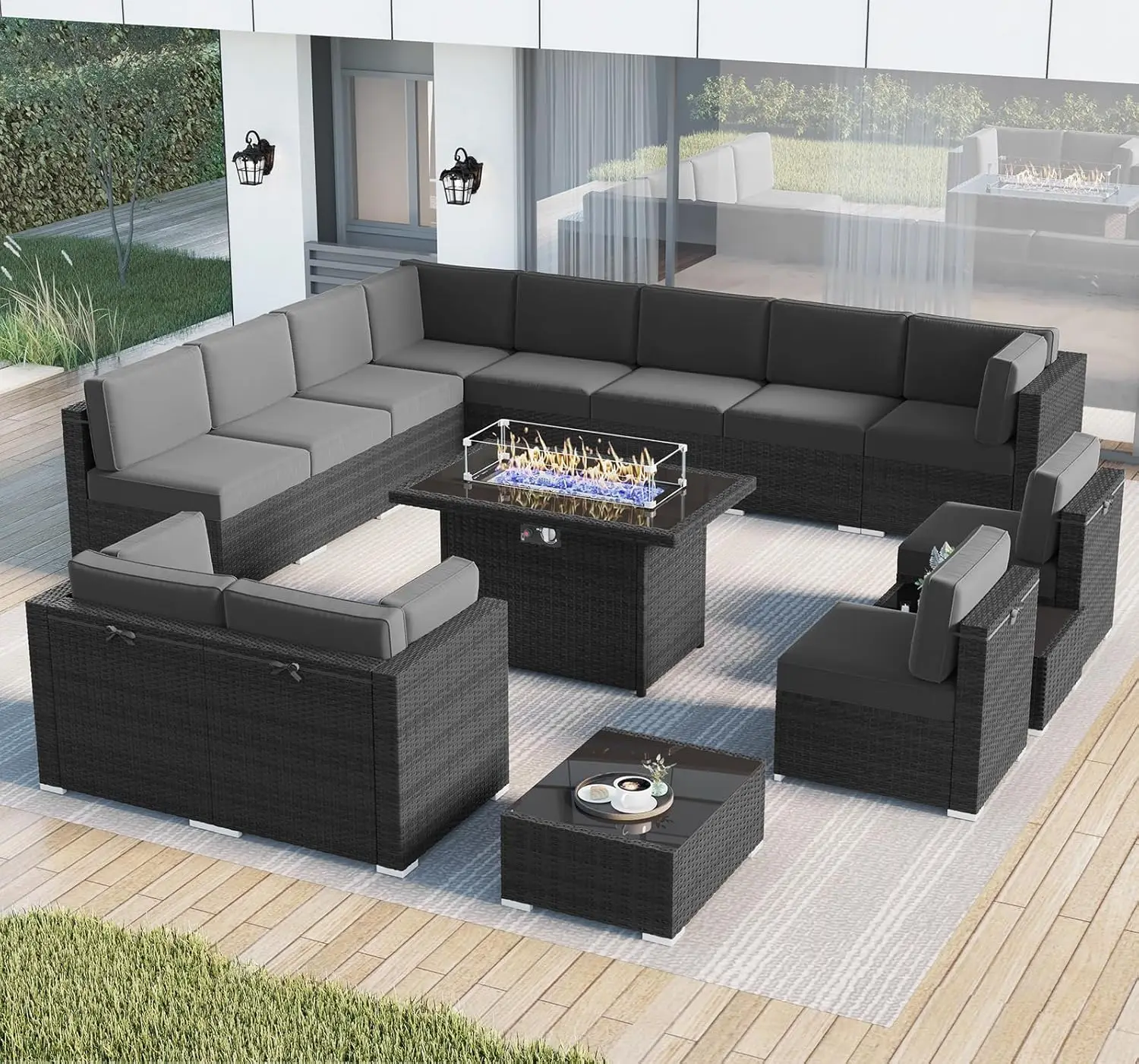 8 Pieces Outdoor Patio Furniture Set with 44