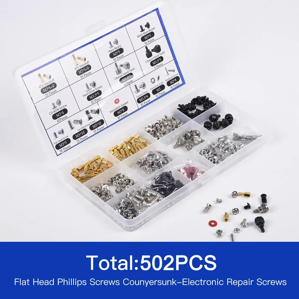 502PCS Computer Motherboard Screw Kit Standoff Screws for Graphics Card Hard Drive DIY Mini