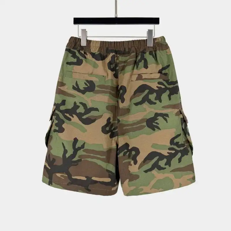 MWJLPWQ High Street Lace Up Washed Distressed Camouflage Cargo Shorts Men Drawstring Multi Pocket Casual Pants 2026 Summer 17265