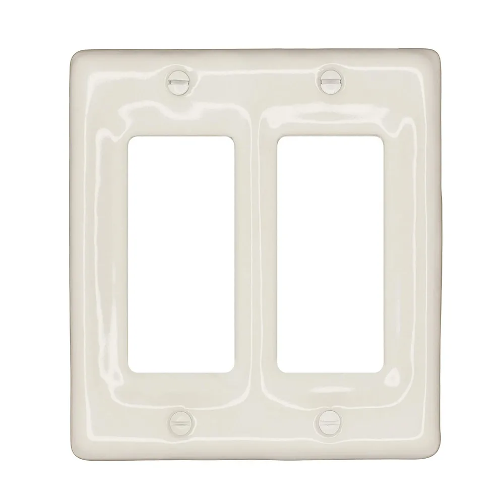 ตกแต่ง Porcelain Switch Plate รูปสี่เหลี่ยมผืนผ้าสีขาว Double Rocker