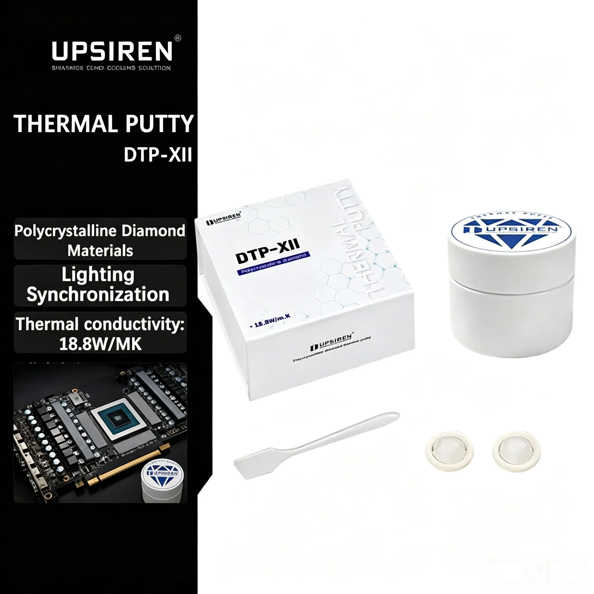 UPSIREN DTP-XII Thermal Putty 18.8W/mK Polycrystalline Diamond Thermal Mud GPU CPU Chip Cooling