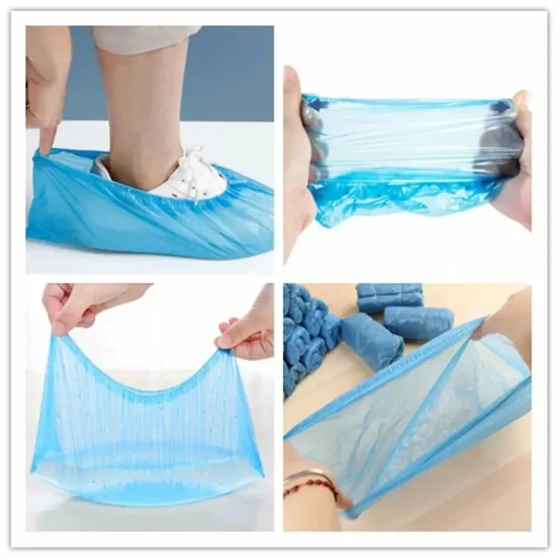 100PCS Disposable Waterproof Shoe Covers Non-Slip PE Padded Indoor Foot Cover for Protecting Floors from Dirt And Marks