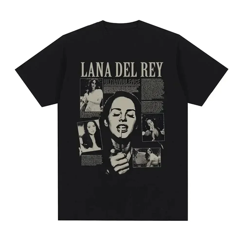 Camiseta con estampado de cantante Lana Del Rey para mujer, camisetas de Hip Hop a la moda para hombre, ropa de calle, camiseta de manga corta Harajuku, camiseta Unisex de verano