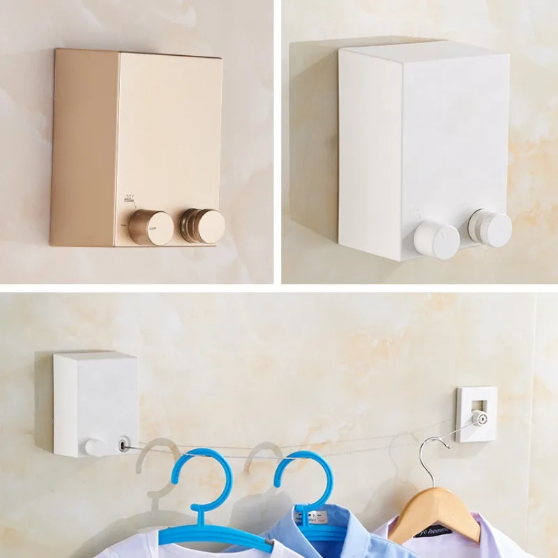 Retrátil Wall Hanging Varal, Indoor Steel Wire, Invisible Cabide, Secagem Rack, Hotel, Sem Soco, Hotel