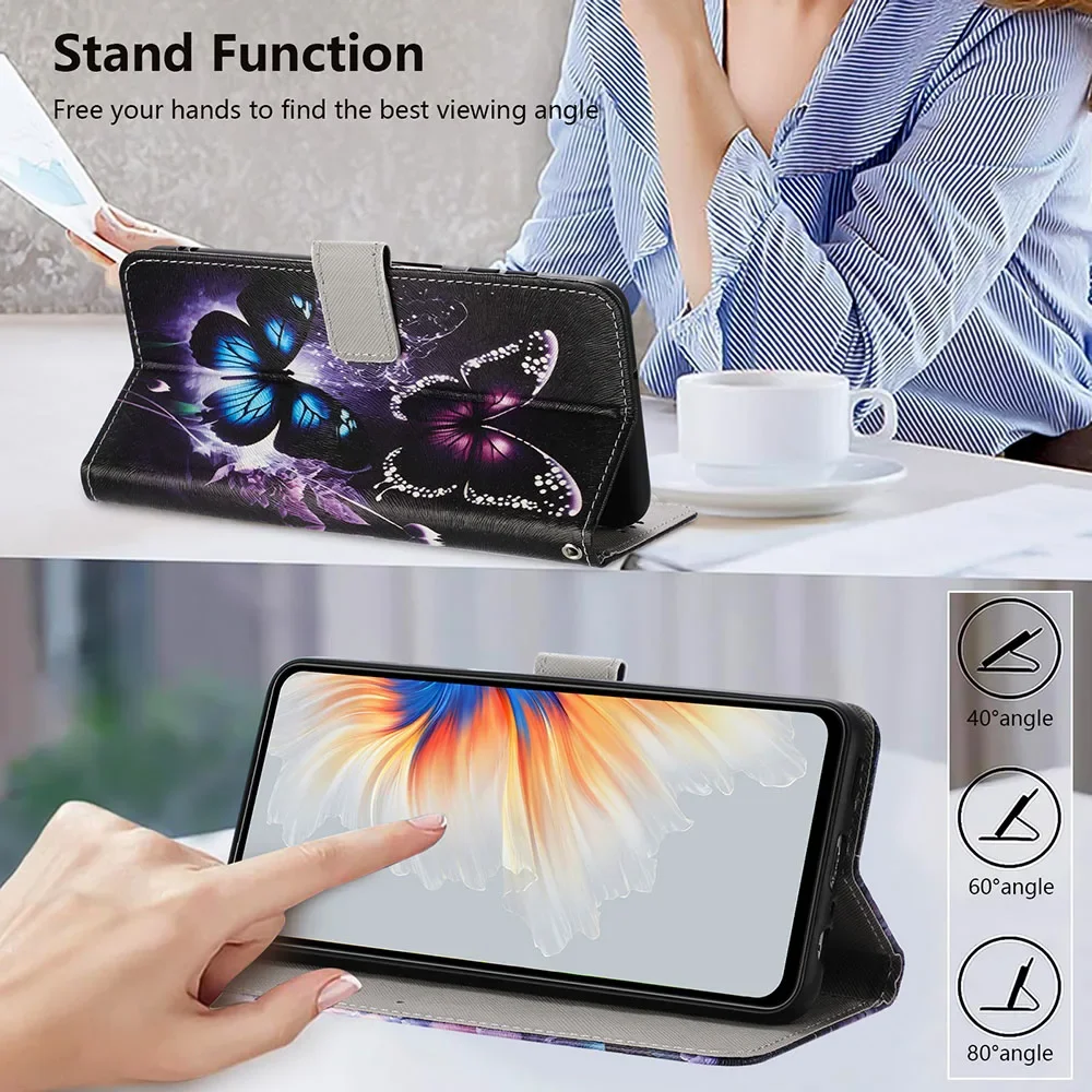 فراشة نمط المحفظة فليب الحال بالنسبة لسامسونج غالاكسي A06 A16 A26 A36 A56 A05 A05S A15 A25 A35 A55 A14 A24 A34 A54 أغطية جلد