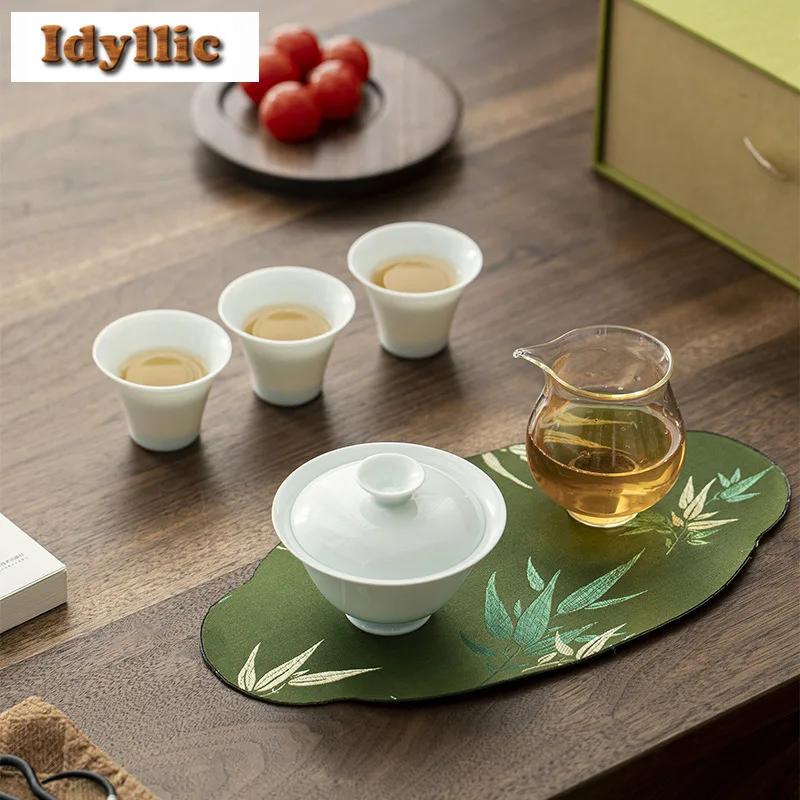 

Oriental Chinese Style Pink And Blue Tea Set Complete Set Antique Tea Ceremony Set Teapot And Tea Cup Set Tableware Ornaments