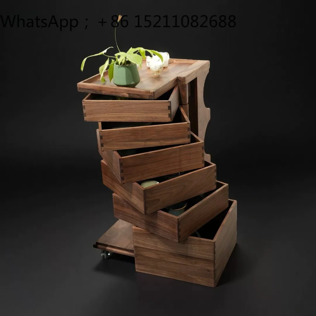 LLY new Chinese dental cabinet rotating tea set storage table side cabinet movable tea side cabinet storage