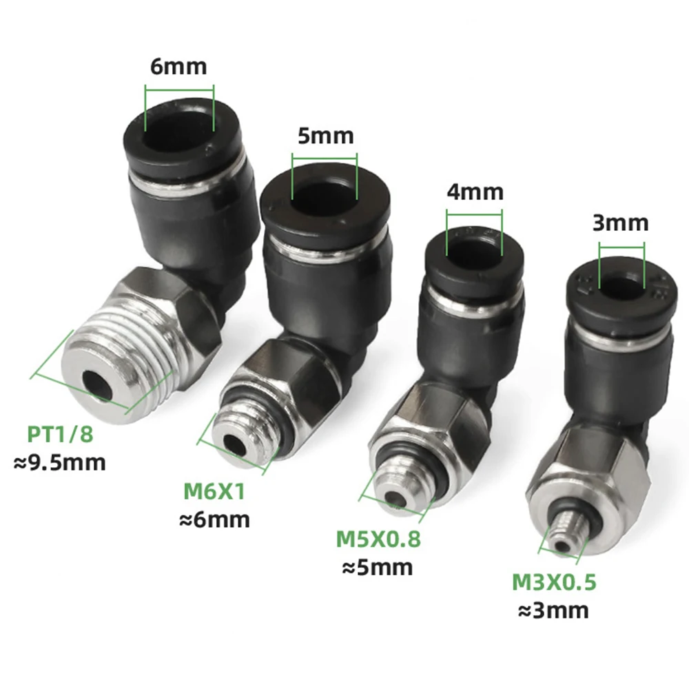 PL Mini Pneumatic Quick Connector Tube Hose 3mm 4mm 5mm External Thread M3 M4 M5 M6 L Elbow Joint PL3-M4 PL4-M3 PL5-01