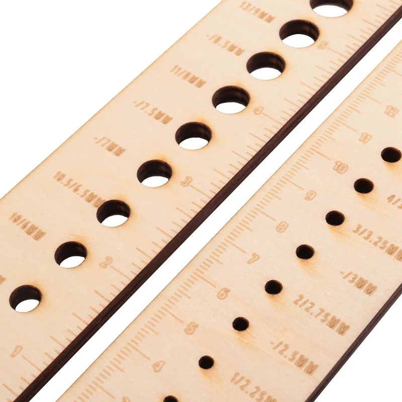 Wooden Sock Blockers For Knitting Needle Gauge Crochet Size Measurement Ruler Weaving Tool Needle Measuring Tool Easy To Use