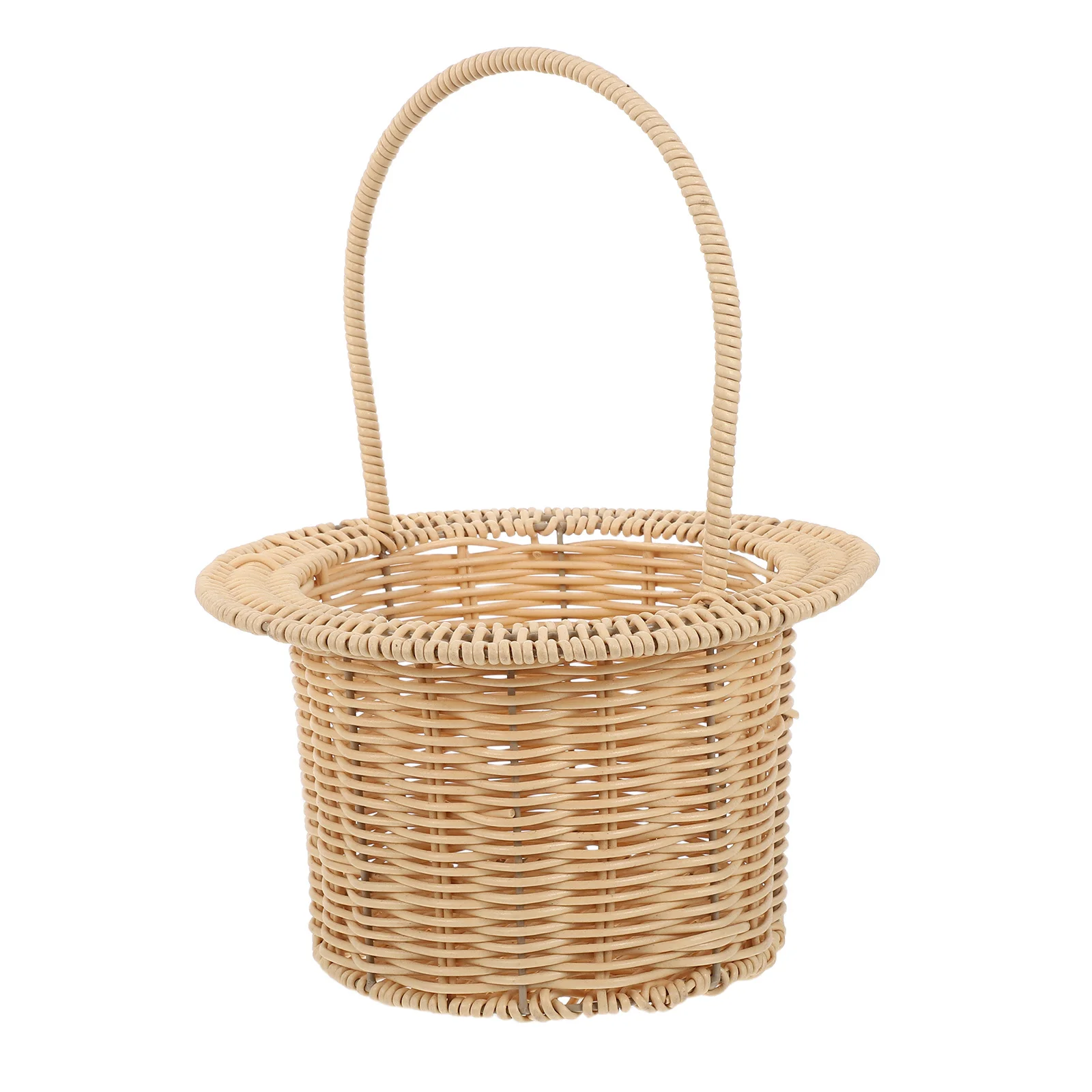 

Imitation Wicker Rattan Flower Basket With Handle Rustic Wedding Ceremony Decor Woven Picnic Harvest Fruit Picking Basket Garden
