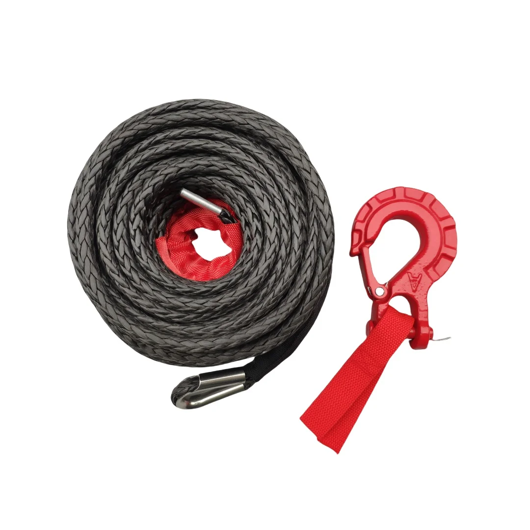 8mm*26m Synthetic Winch Rope With 16T Hook Rock Guard Heat Guard Compatible for Accessories ATV UTV 4x4 Car Truck  Winch Cable