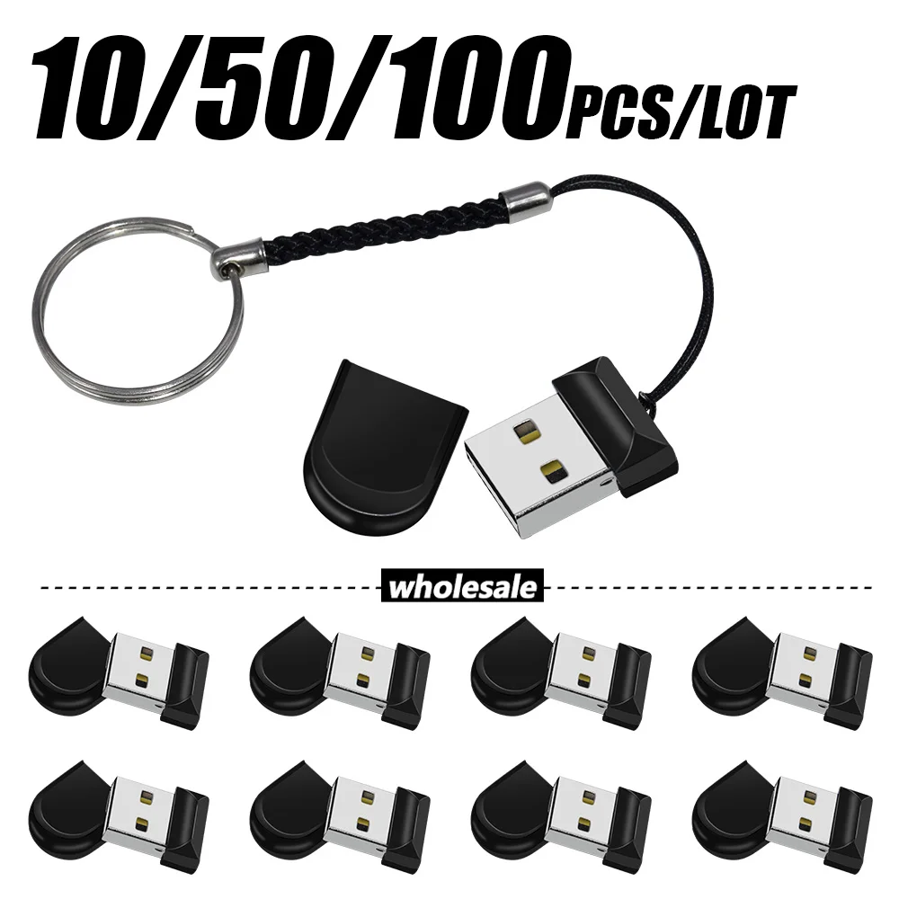 10/50/100 pçs / lote Preto Mini pen drive 64GB de Alta Velocidade u disk 32GB USB 2.0 Oval Flash Drive Conveniente Presentes de Negócios Chaveiro