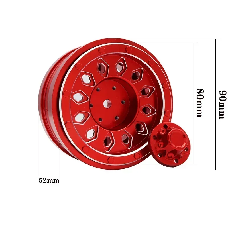 4pcs RC Car CNC Aluminum Alloy Wheel Hub Rim for AXIAL SCX6 1:6 Scale Remote Control Crawler Car Accessories Parts