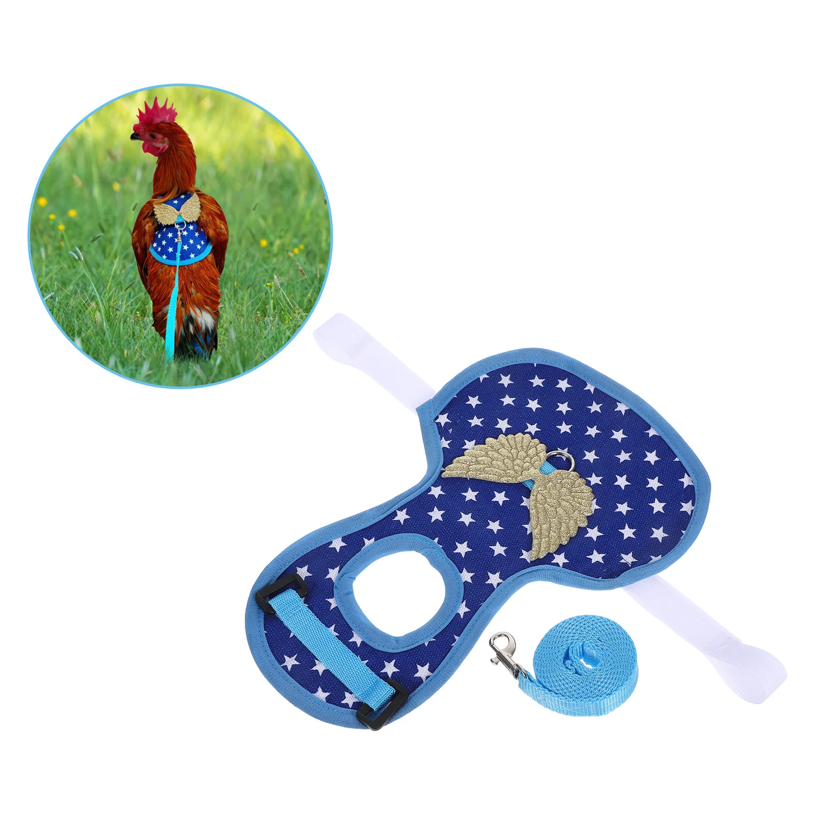 

Chicken Duck Goose Adjustable Rooster Jacket Blue Warm Harness Leash Hen Clothes Outdoor Winter Vest Pet Bird Outfit