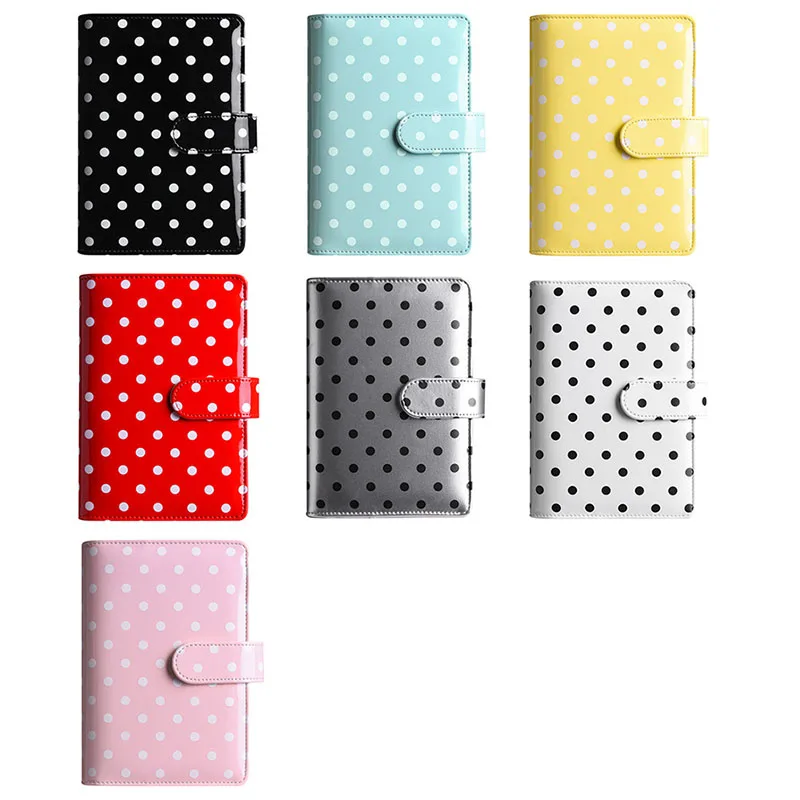 Polka Dot A6 PU lederen mapset - navulbare geldvakken, multifunctionele kaarthouder en rekeningorganizer