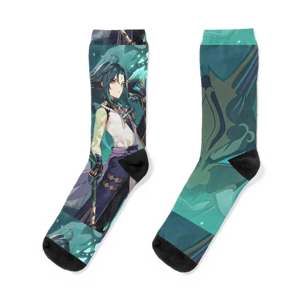 

Xiao ショウ Vigilant Yaksha Genshin Impact Socks with print designer brand snow Mens Socks Women's