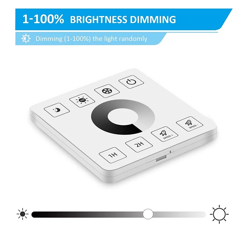 RF Wireless Wall- Mounted Touch Panel Dimmer Control for DC5-24V 30A Single Color LED Strip Lighting