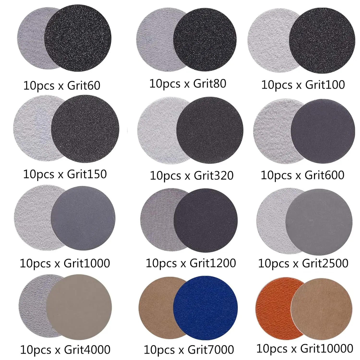 

128 шт. комплект шлифовальных дисков, 3 дюйма, зернистость 40-10000 с ручным шлифовальным блоком, опорная пластина с хвостовиком 1/4 дюйма, полировальные подушечки и интерфейсная подушечка