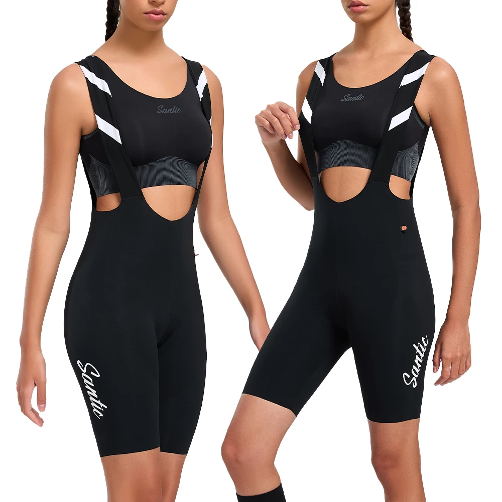 

Santic Cyling Bib Shorts for Women's Italian Double Arrow Cushion Bike Shorts Breathable for Long-distance Cycling TL25C05205H