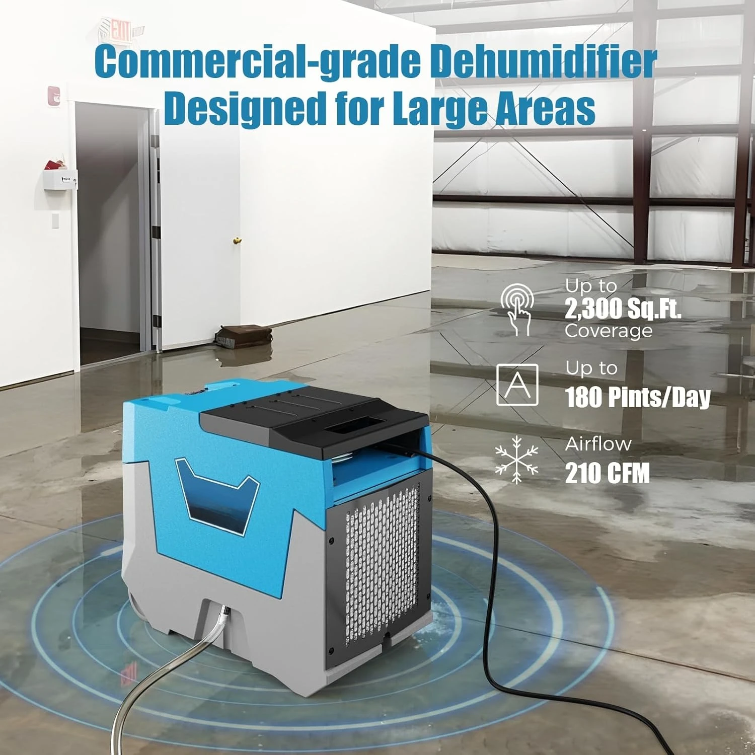 

Commercial Dehumidifier,180 Pints Industrial Dehumidifier with Pump & Drain Hose for Whole House, Crawl Space, Warehouse