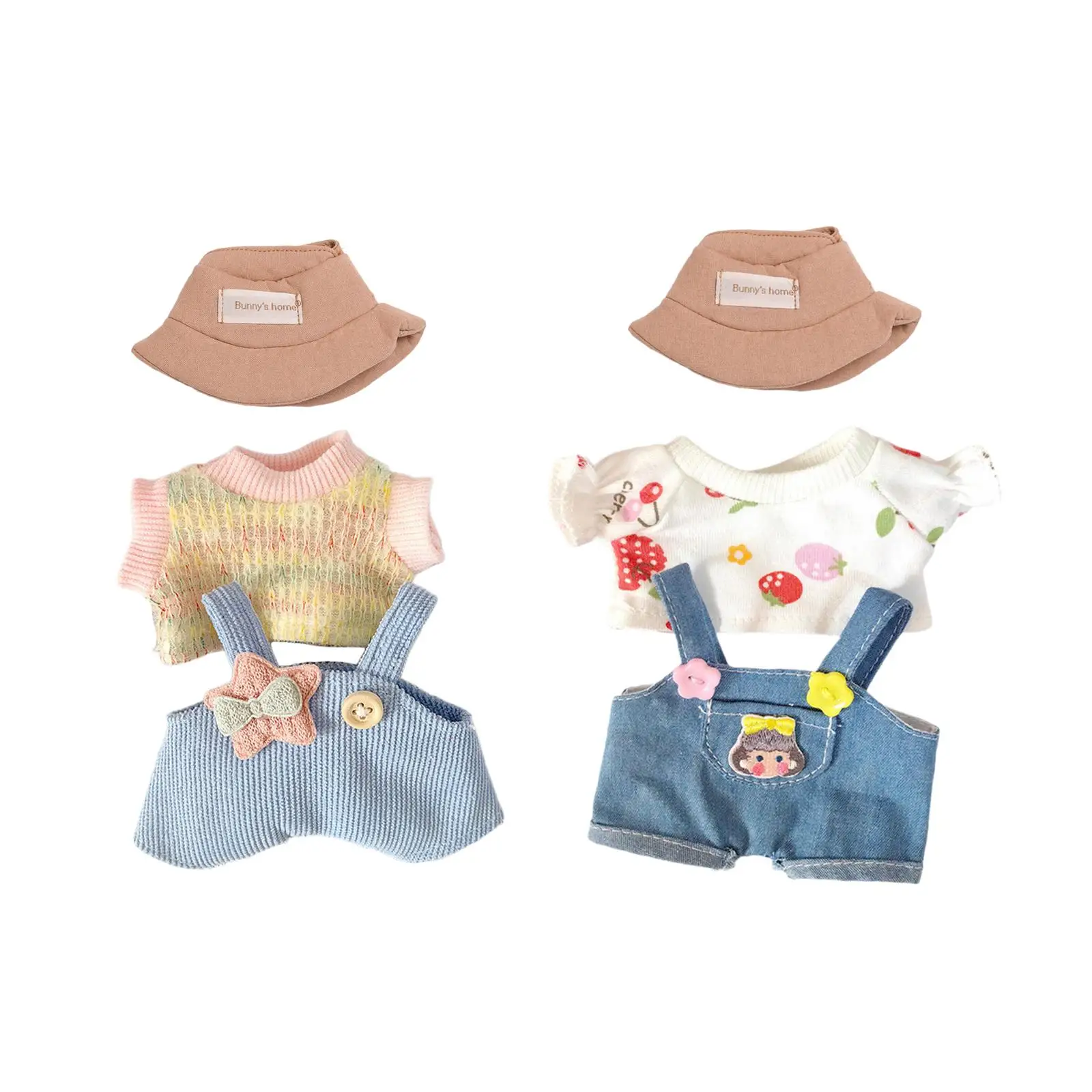 3Pcs Mini 6 inch Doll Clothes Set Clothing Hat Doll Clothes for Age 5-7 8-10