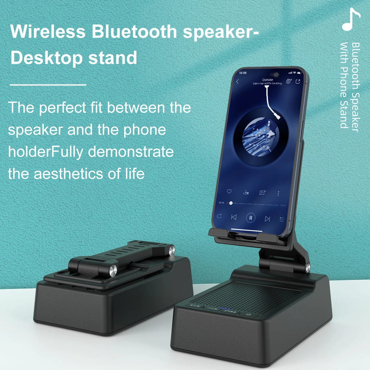 

Desk Mobile Phone Stand With Wireless Speaker and Non-slip Base For Iphone Samsung XIaomi Tablet Bluetooth Portable Adjustable