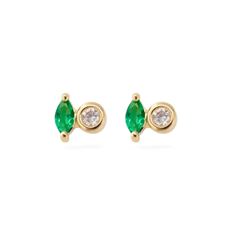 Pendientes Plata 925 Sterling Silver Piercing Earrings INS Simple Green Oval Zircon Stud Earring For Women Modern Jewelry