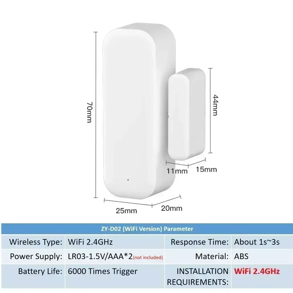 Tuya WiFi Door Sensor Window Sensor Smart Home Wireless Door Detector Smart Life APP Remote Control for Alexa Google Home