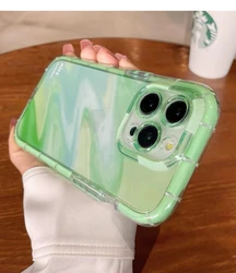 Night Light Luminous Colorful Gradient Water Ripple Wavy Phone Case For iPhone 11 12 13 14 15 Pro Max Shockproof Soft Back Cover