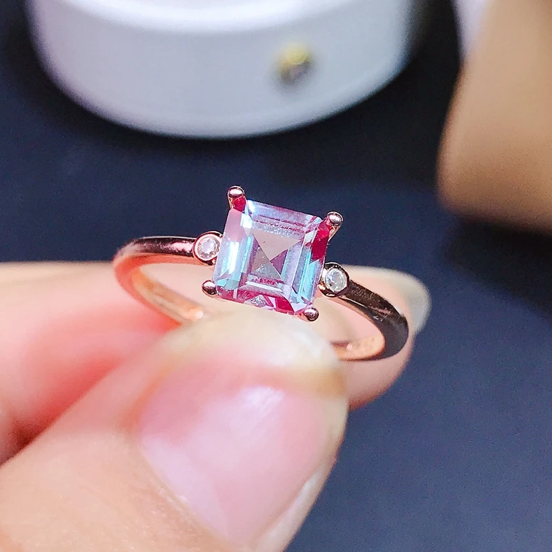 Natural Alexandrite lady\'s RING 925 Sterling Silver Princess square new style recommendation 1.5ct