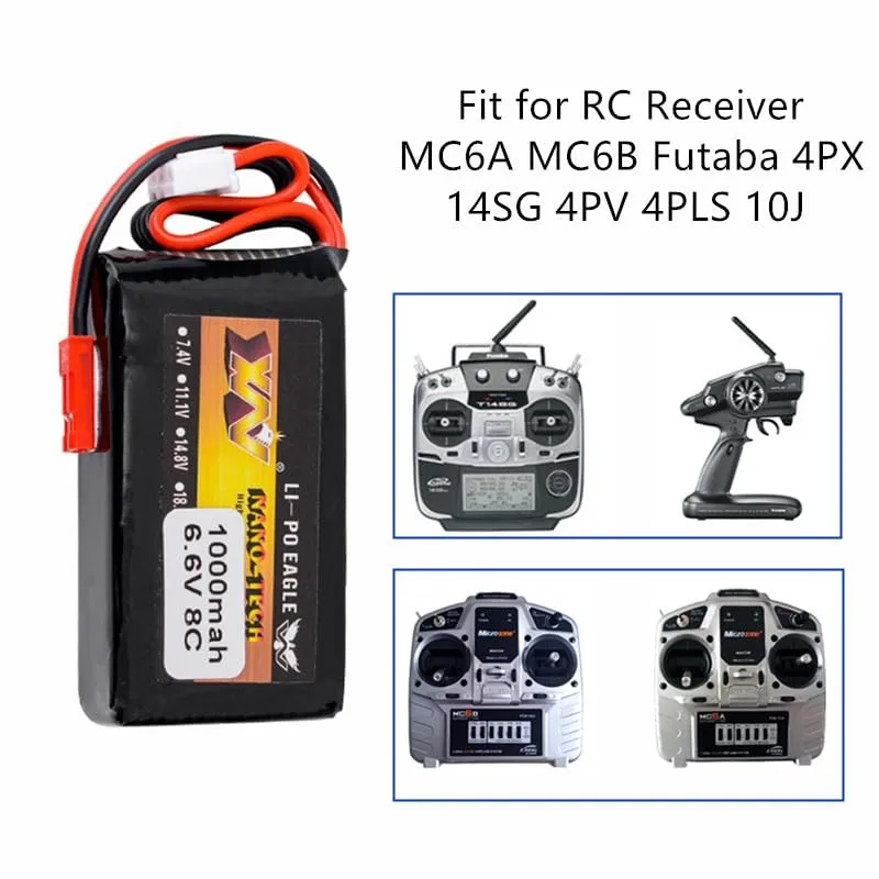 1pcs 6.6V 8C 1000mAh lifepo4 Battery for Receiver MC6A MC6B Futaba 4PX 14SG 4PV 4PLS